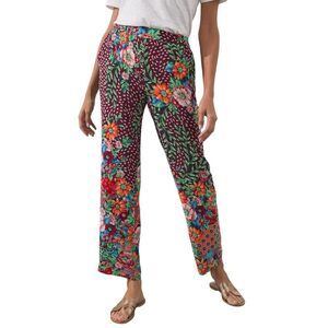 Chico's Burgundy Floral Wide Leg Pants
